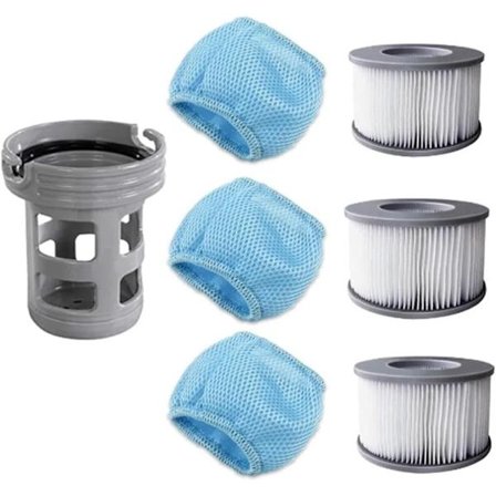 Filtersætsudskiftning til Miweba Pool - 7 stk. PVC-filterpatroner med holder, kompatibel med MSPA oppustelige pools Delight Serie