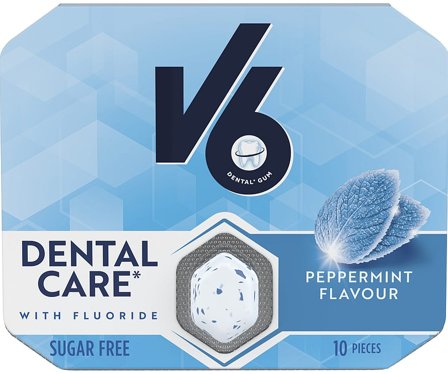 V6 Tyggegummi Peppermint 3 x 17 g, Helse & Madvarer, Snacks, Tyggegummi