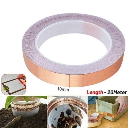 Kobbertape mod snegle - 10 mm bredde - 20 m rulle - Kobber Copper Kobber_ryy