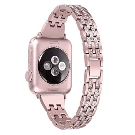 Urrem med rhinestone-dekor til Apple Watch Series 8 (45 mm) / Watch Ultra - Lyserød Rose
