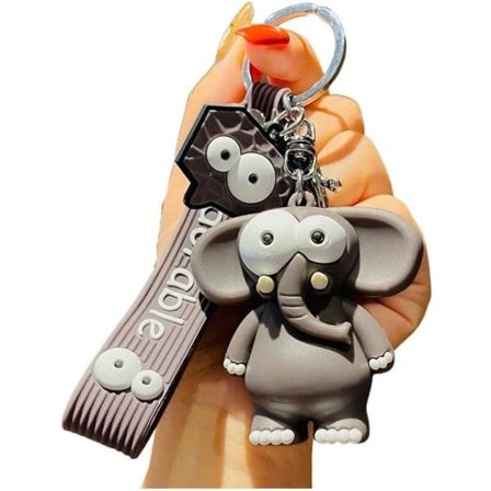 Søt nøkkelring med elefant, sjiraff og løve - nøkkelring med dyr - nøkkelringholder - klips - gave til kvinner og jenter