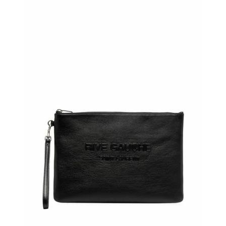 Saint Laurent Vintage, Pre-Owned Pochette Rive Gauche Zwart, Heren, Maat:ONE Size,leer