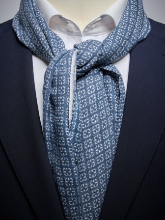 John Henric Men's Blue Geometric Printed Scarf Linen Size Onesize