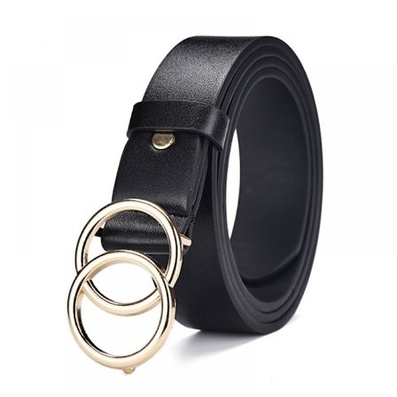 Dame Jeans Bælte Bælte Dobbelt Ring Spænde, Dobbelt Rund Spænde Sort Dame Bælte