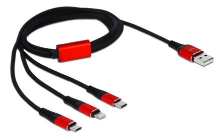 Delock 3 in 1 kun lade-kabel - Lightning / USB - 1 m