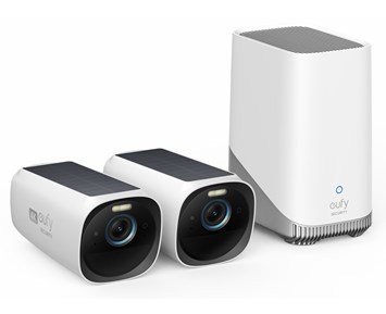 Eufy Cam 3 2+1 Kit - 2-pk kamera med solcellepanel og basestasjon
