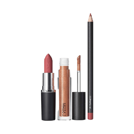 MAC Cosmetics Spring Teddy Lipgloss lipstick and Lipliner Set Presentaskar & Unisex 3.1ml+1.45g+3g