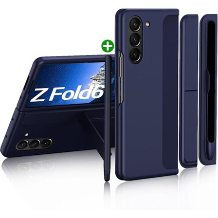 Etui til Samsung Galaxy Z Fold 6 med S Pen, utskiftbar S Pen-holder og kickstand, matt PC støtsikker full-body robust etui