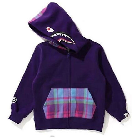 BAPE WGM Camo 3D Hettegenser med Glidelås Hai-Sweatshirt for Barn Gutter Jenter Ungdom Casual Jakke