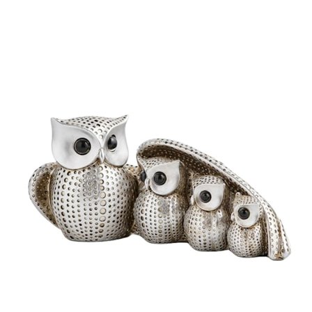 Uggla Staty Hylla Dekor Accenter, Silver Uggla Figurer Heminredning för Vardagsrum, Liten Djur Dekor för Hylla Bord TV-Stativ Modern Kontor Dek
