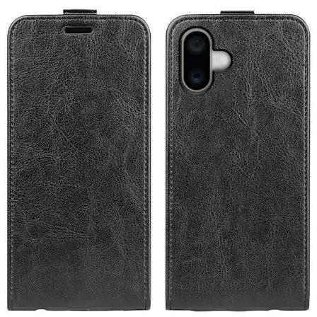 Flip Läderfodral iPhone 16 Svart