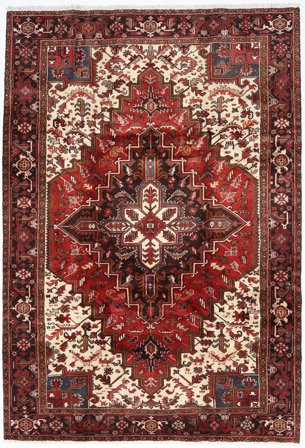 Heriz Rug Hand Knotted 205X298 Red/Brown Persia