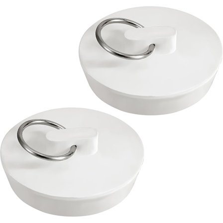 2 st Gummi Diskbänksplugg, 1-3/4 tum Vit Duschavloppsplugg Badkar Diskbänkspluggar Universal Badkar Diskbänkar Duschavloppsplugg med Hängring f