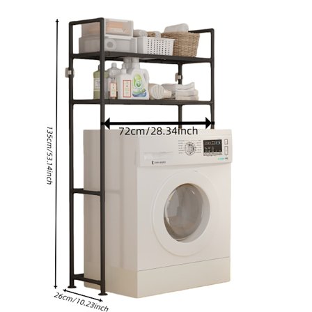 Kaksikerroksinen pesukoneen teline - tilaa säästävä kylpyhuoneen säilytyshylly