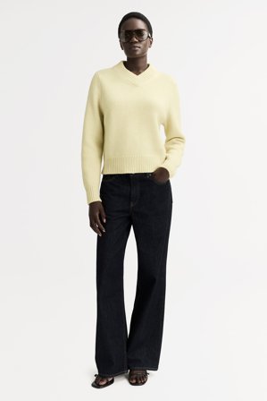 Soft Goat - Chunky V-neck - Women cashmere sweater - L - Lemon