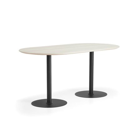 Ståbord METRIC, oval, L2000 B1000 H900 mm, svart/ask