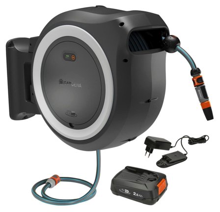 Gardena Akku-Wand-Schlauchbox PowerRoll XXL 18V Set white 40 m