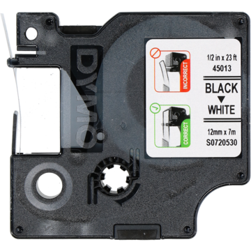 Tape Dymo D1 Sort/Hvit 12mm