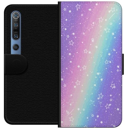 Kompatibel Tegnebogsetui til Xiaomi Mi 10 Pro 5G Rainbow-farvet pastelbaggrund med hvide stjerner og glitrende prikker i blød overgang