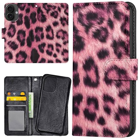 iPhone 16 - Plånboksfodral/Skal Pink Leopard