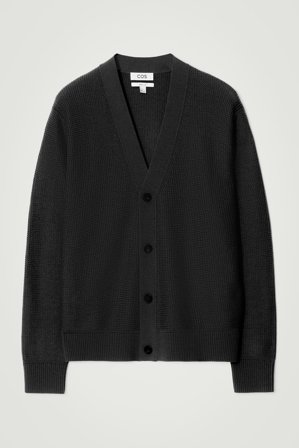 COS Homme Cardigan En Laine Mérinos Texturée in Noir