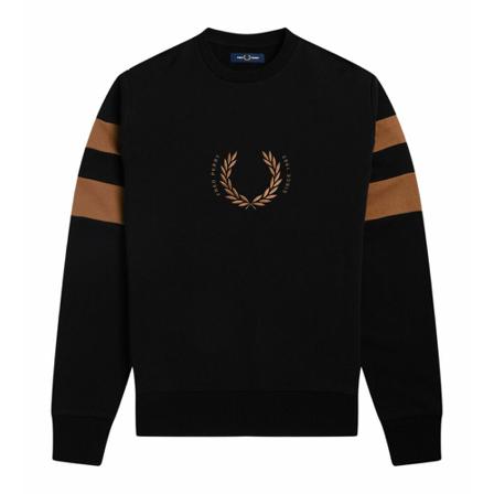 Fred Perry Round-neck Strik Sort, Herre Strik