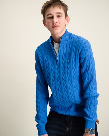 GANT COTTON CABLE HALF ZIP Blå Genser Gutt - Kids Brand Store