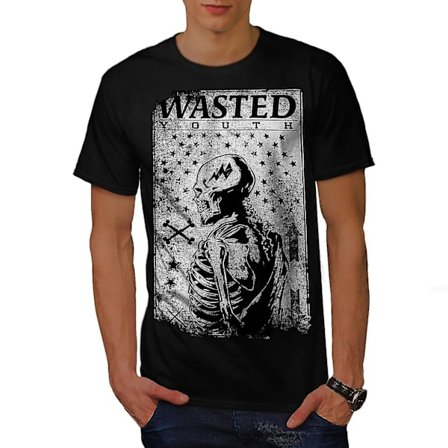 Wasted Skeleton Skull Men Blackt-shirt