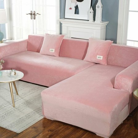 IC Hjørnesofa trekk med armlener L-formet stretch beskyttende trekk sofa (L-formet hjørnesofa, kjøp to stykker) - Rosa Dobbel 145-185cm