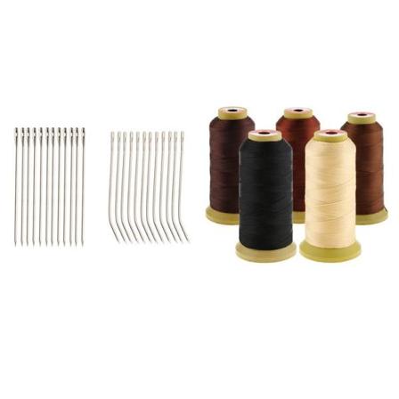 5x 0,4 mm 210D nylon för hårförlängning Vävgardin gör-det-själv-klämmor + 12x2st kroknål J/I Form till perukflätning