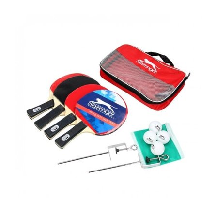 Portabelt Bordstennisset - 4 Rack med Nät & Bollar - Slazenger