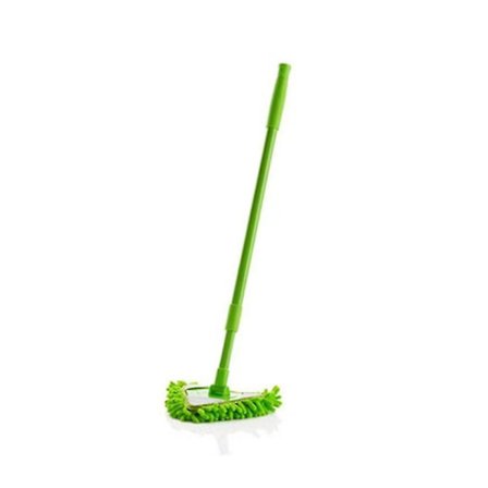 Trekantet Lazy Mop Teleskopstang Vindue Rengøring Chenille Vandabsorberende Støv Mop Mini Lazy Mop Loftbørste (1 sæt, Grøn)