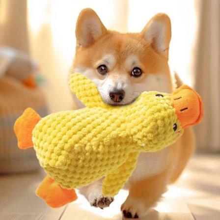 Lille hund krammelegetøj - Et blødt plyslegetøj, der laver pivelyde - Velegnet til små og mellemstore hunde - 25 cm - En stk.