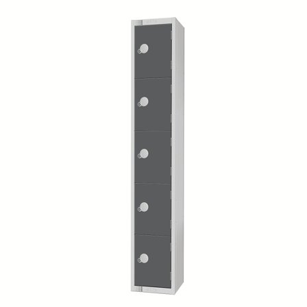 Elite locker, 5 door, 1800x300x450 mm, dark grey