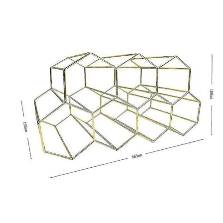 Metal Honeycomb Vinreol Vinflaske Opbevaring Bordplade Hexagon 7 Flasker Vinholder Display_xx