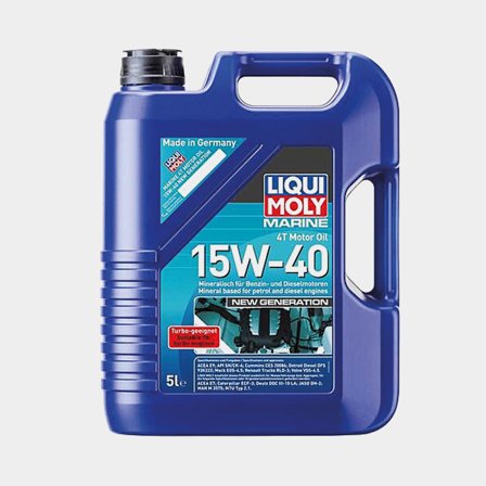 Mineralolie til 4-takt indenbordsmotorer Liqui Moly Marine 4T Motor Oil 15W-40 New Generation, til benzin- & dieselmotorer, ACEA E9 & API CK-4/SN, 5 