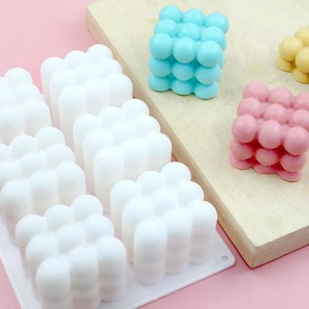 Ljusformar Ljus Stearinljus DIY Gjutformar i Silikonform 6 Rubik Vit