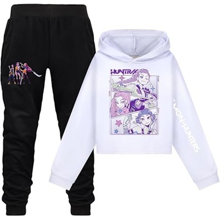 kpop demon hunders Jentehettegensere 2 STK Demon Langermet Sweatshirts og Joggebukser Hunters Tegneserie Anime Klær Antrekk