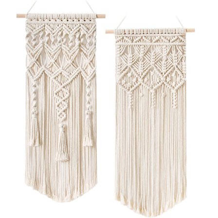 2 kpl Makramee seinävaate Boho Deco Chic kudottu seinävaate - Kaunis