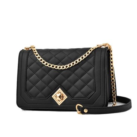 Axelremsväska för kvinnor, Axelremsväska med liten kedja, Lingge-väska, Crossbody-väska, Aftonväska, Cityväska, Solid axelväska i läder,
