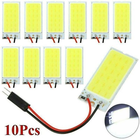 10 st vita COB-panel kupol LED-ljus inre lampa 4W 12V T10 Fe