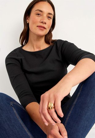 Cellbes of Sweden - Jerseytop i økologisk bomuld i sort til damer i størrelse 54/56