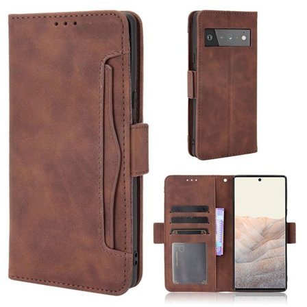 Modernt Google Pixel 6 Pro fodral med plånbok - Brun