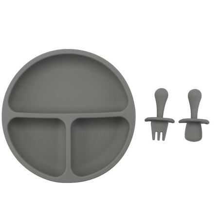 Silikone Baby Med Sugekop Småbørnstallerken Og Bærbar Gaffel Ske Børn Madskål Sæt C MPN