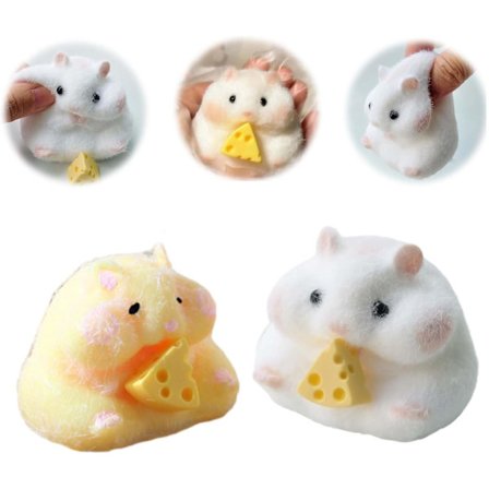 Hamster Squishy Legetøj, 2 stk. 7,6 cm Store Bløde Klemme Fidget Legetøj til Stresslindring, Søde Sensoriske Festgaver til Børn og Voksne, Pinc