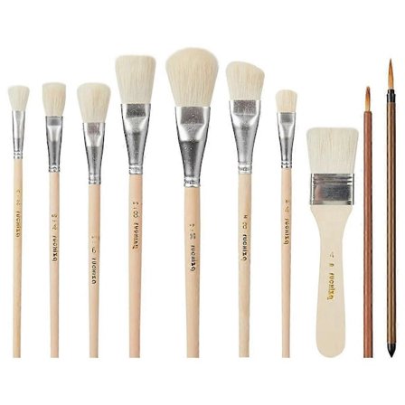 Mopp Pensel for Akrylmaling, 10 STK Glasur Pensler for Keramikk Geitehår Blandings Mopp Penselsett for Po