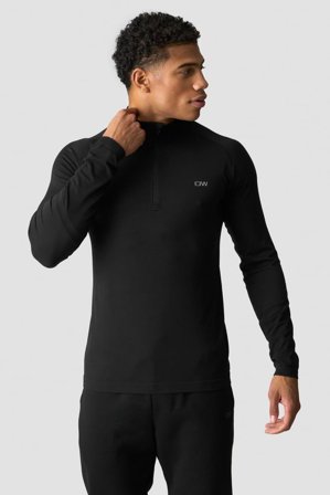 Essential Seamless 1/4 Zip Long Sleeve M Black