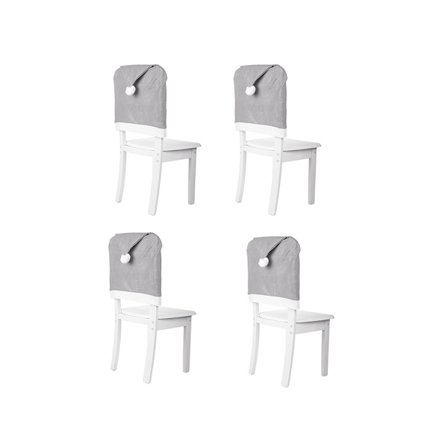 Julbordsdekoration, Julstolsöverdrag Tomteluva Överdrag Set för Jul Festlig Matbord Stolar Dekoration Partydekor (Grå)