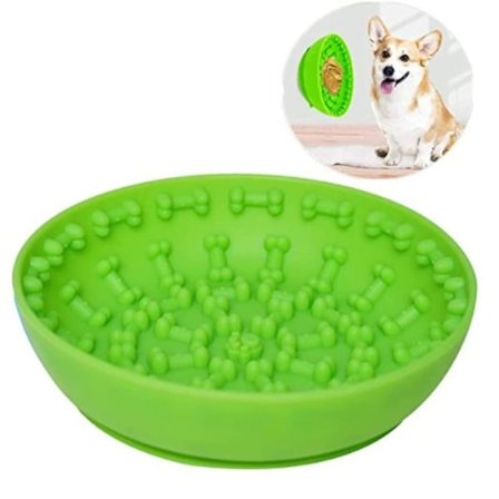Slickskål för hundar: Slow Feeder-hundskålar med grönt