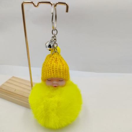 3ST Sleeping Baby Nyckelring Stickad Hatt Nyckelring GUL yellow